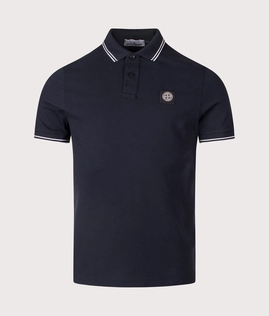 Stone Island Mens Slim Fit Striped Collar Polo Shirt